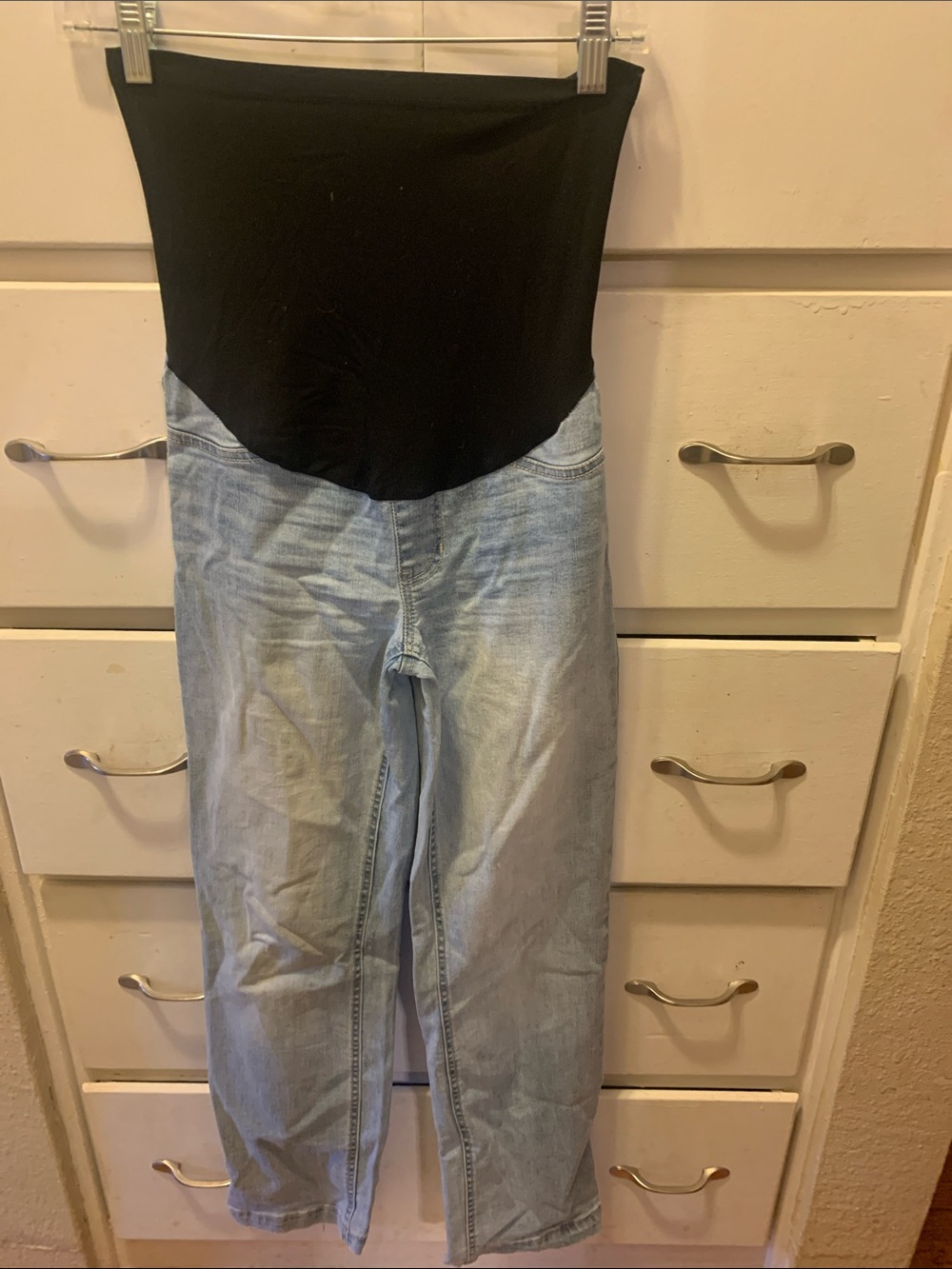 Liverpool Light Blue Denim High-Rise Maternity Jeans with Black Panel